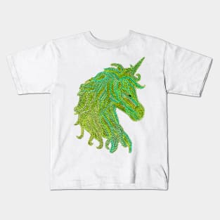 Mythical Unicorn - Green & Yellow Kids T-Shirt